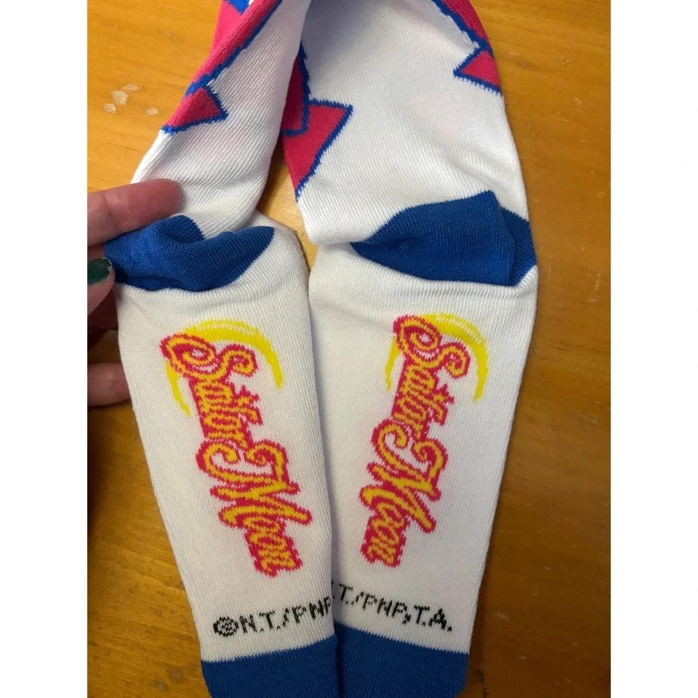 Sailor Moon Crew Socks Bundle 2 Pairs Moon Stick Uniform Bow Anime Pink Blue